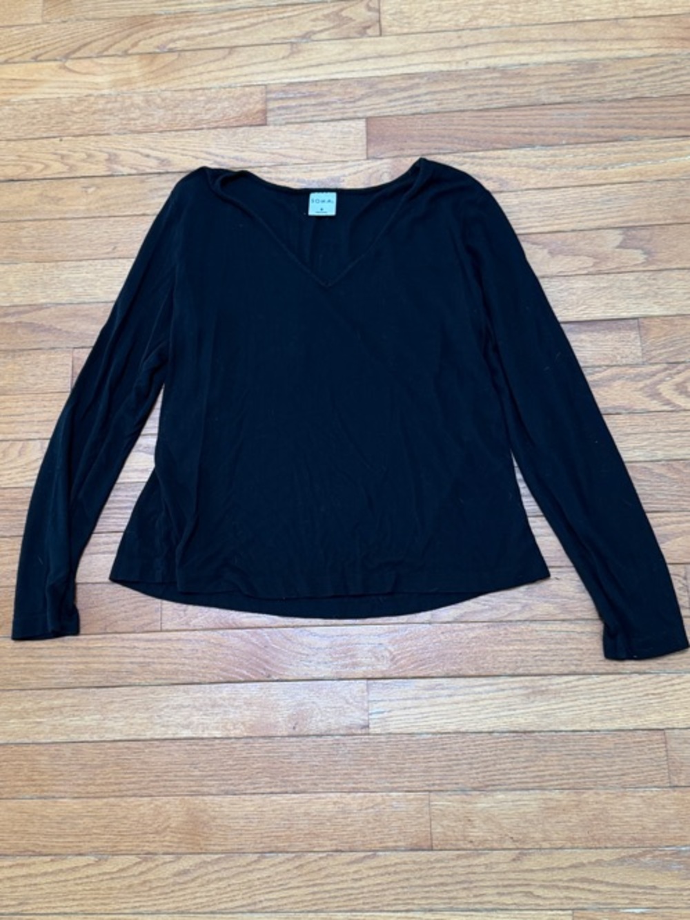 Soma Black Long-Sleeve V-Neck Pajama Top